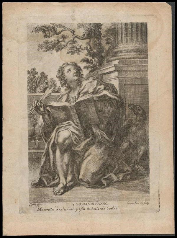 Gaspar Fr&#243;is Machado (1759-1796) da Giuseppe Passeri (1654-1714) : S. Giovanni Evangelista...  - Auction Stampe antiche, moderne e carte geografiche - Bertolami Fine Art - Casa d'Aste