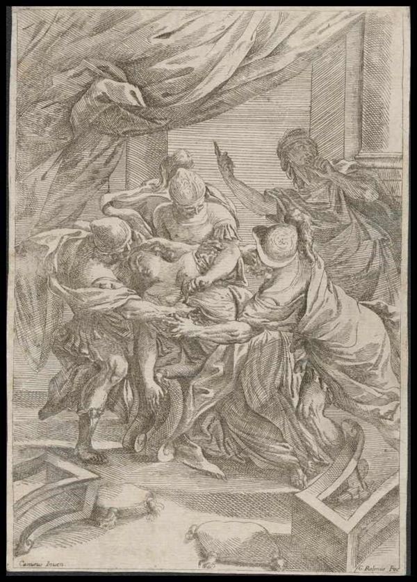 Giuseppe Maria Rolli (1645-1727) da Domenico Maria Canuti (1625-1684) : La morte di Lucrezia...  - Asta Stampe antiche, moderne e carte geografiche - Bertolami Fine Art - Casa d'Aste