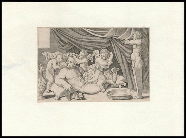 Maestro del Dado (1530-1560 fl.) - Bacchus con i putti...