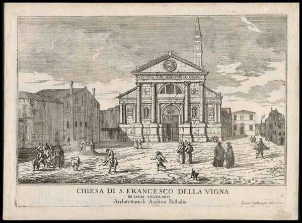 Chiesa di S. Francesco della Vigna, de Padri Zoccolanti, Architettura di Andrea...  - Auction Stampe antiche, moderne e carte geografiche - Bertolami Fine Art - Casa d'Aste