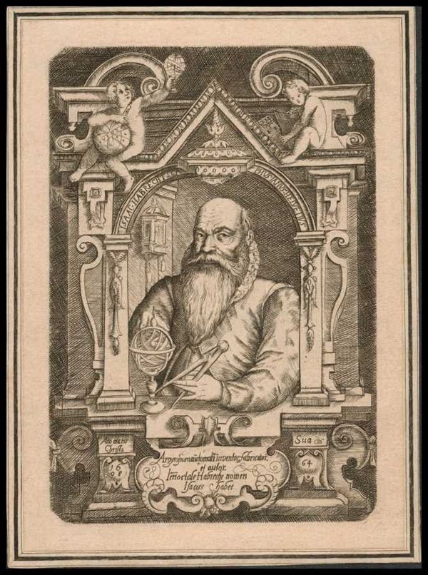 Anonimo incisore del XVII secolo - Ritratto di Isaac Habrecht, 1608...