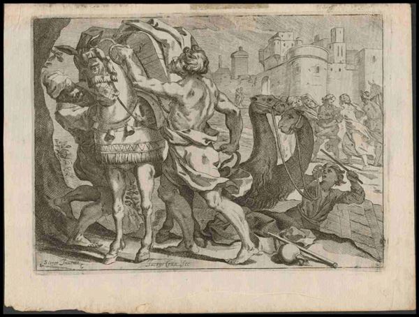 Jacopo Cotta (-1689) da Johann Christophorus Storer (ca. 1611/1620&#8211;1671) : Scena biblica...  - Asta Stampe antiche, moderne e carte geografiche - Bertolami Fine Art - Casa d'Aste