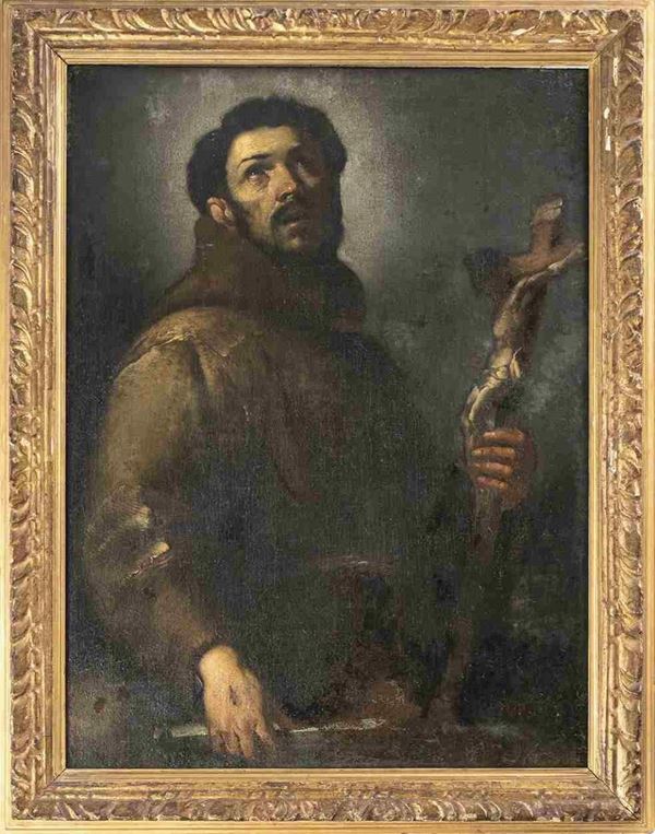 BERNARDO STROZZI (Campo Ligure, 1581 - Venezia, 1644) E AIUTI : San Francesco penitente...  - Auction Dipinti e disegni antichi. Secoli XVI-XIX - Bertolami Fine Art - Casa d'Aste