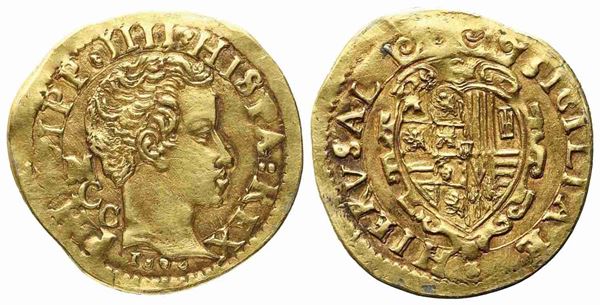 NAPOLI. Regno di Napoli. Filippo IV di Spagna (1621-1665). Scudo. Au (22 mm – 3...  - Auction Monete e medaglie moderne Italiane ed Estere - Bertolami Fine Art - Casa d'Aste