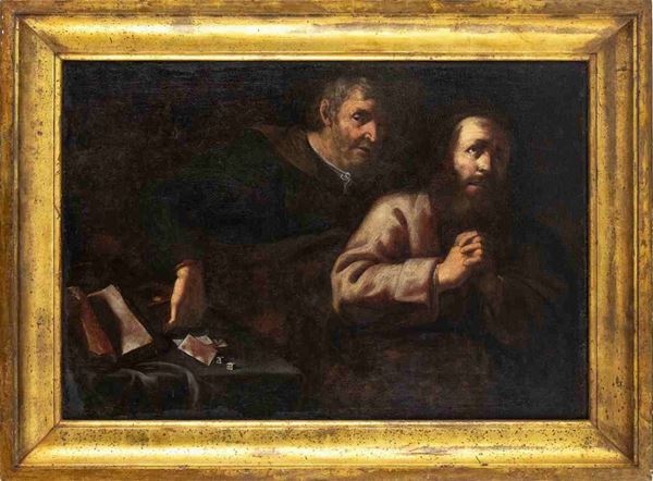 PITTORE CARAVAGGESCO FRANCESE O OLANDESE, PRIMA MET&#192; DEL XVII SECOLO - Vocazione di San Matteo (?)...