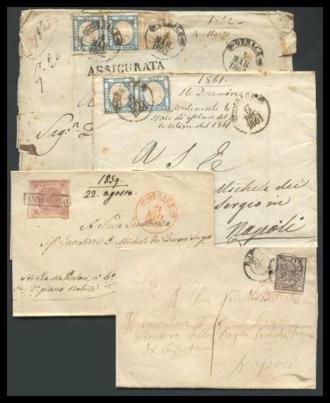 Neapolitan Provinces - Set of four letters.  (Lots...)  - Auction Stamps and Postal History - Bertolami Fine Art - Casa d'Aste