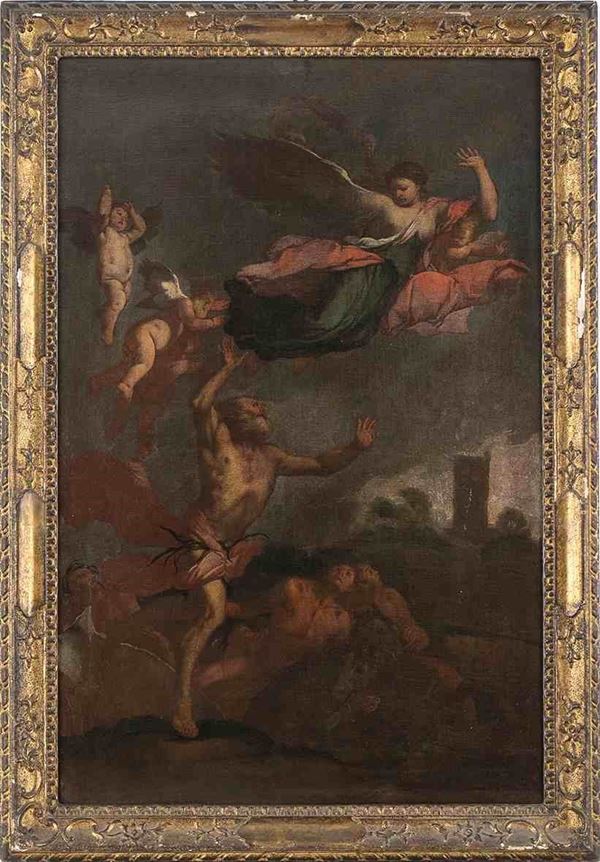 PITTORE VENEZIANO, MET&#192; XVII SECOLO - Il sacrificio di Isacco...