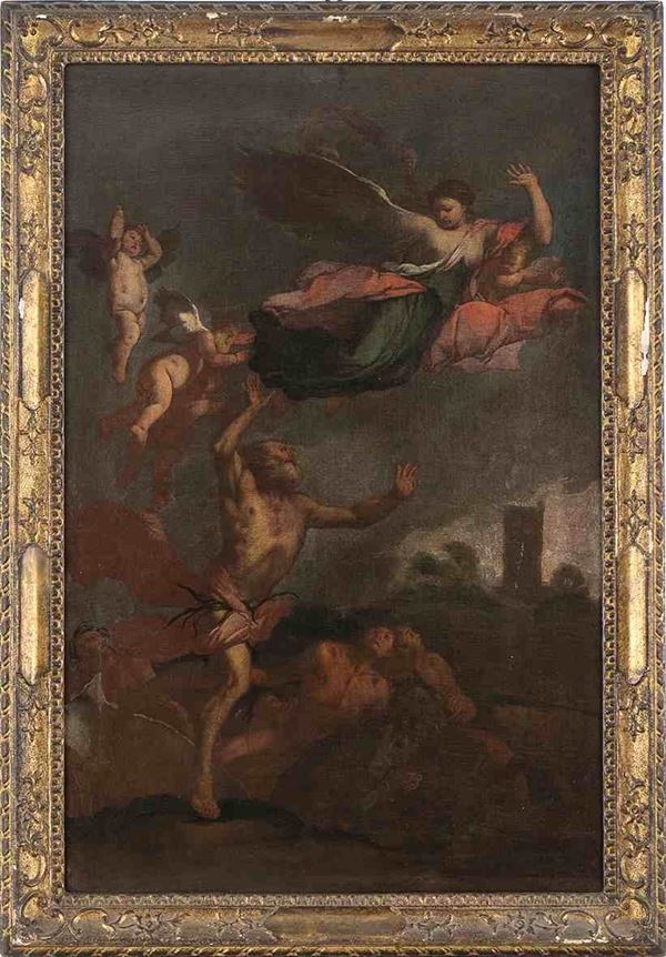 PITTORE VENEZIANO, MET&#192; XVII SECOLO : Il sacrificio di Isacco...  - Asta Dipinti e disegni antichi. Secoli XVI-XIX - Bertolami Fine Art - Casa d'Aste