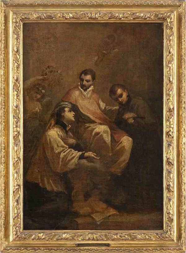 ARTISTA BOLOGNESE, FINE XVII / INIZIO XVIII SECOLO : Sant'Ignazio di Loyola con due Santi...  - Auction Dipinti e disegni antichi. Secoli XVI-XIX - Bertolami Fine Art - Casa d'Aste