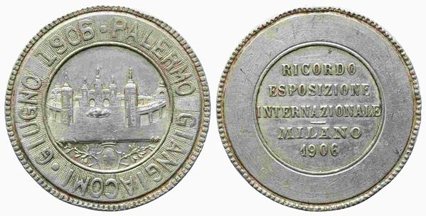 VARIE. GETTONI. Gettone MILANO RICORDO ESPOSIZIONE INTERNAZIONALE 1906 Giangiac...  - Asta Monete e medaglie moderne Italiane ed Estere - Bertolami Fine Art - Casa d'Aste