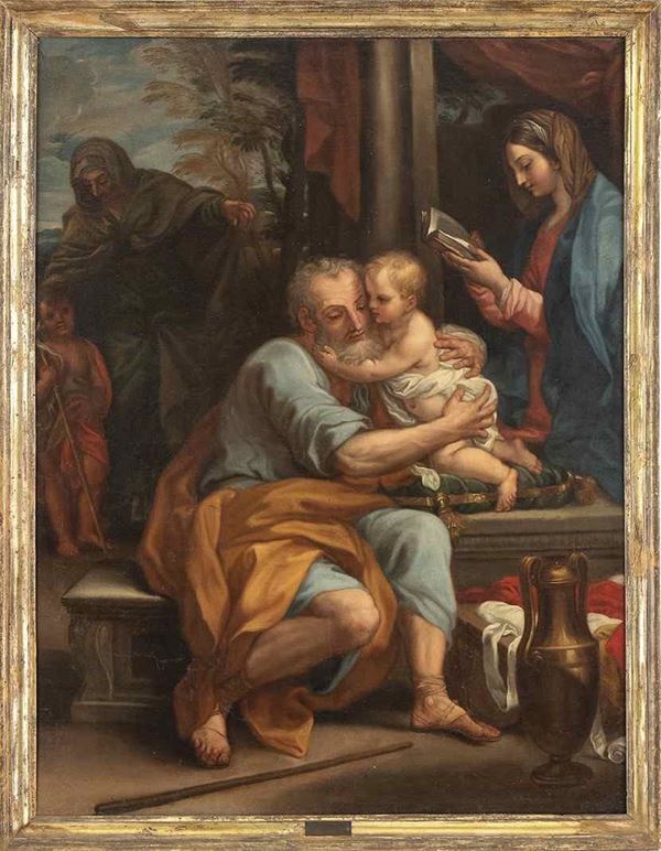 CERCHIA DI CARLO MARATTI, XVIII SECOLO : Sacra Famiglia con Elisabetta e San Giovannino...  - Auction Dipinti e disegni antichi. Secoli XVI-XIX - Bertolami Fine Art - Casa d'Aste