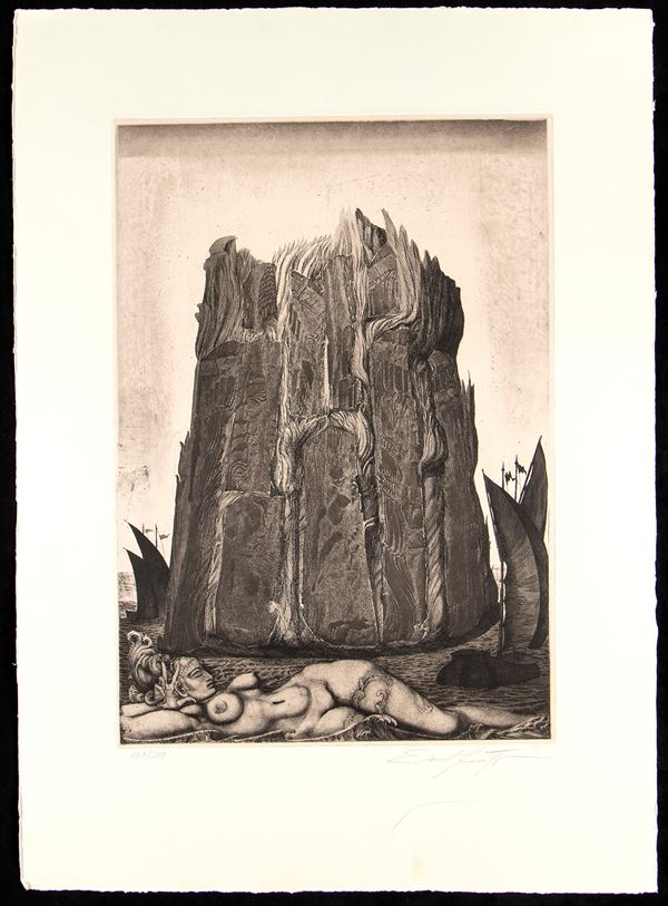 La Torre di Babele...  - Acquaforte e acquatinta, 49,5 x 34,5 cm (lastra); 69 x 49 cm (foglio) - Asta STAMPE, LIBRI E CARTE GEOGRAFICHE  - Bertolami Fine Art - Casa d'Aste