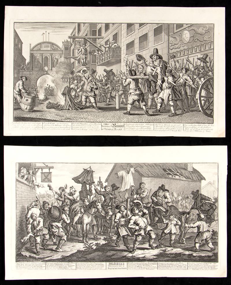 William Hogarth - Hudibras Encounters The Skimmington | Burning Ye Rumps At Temple Barr