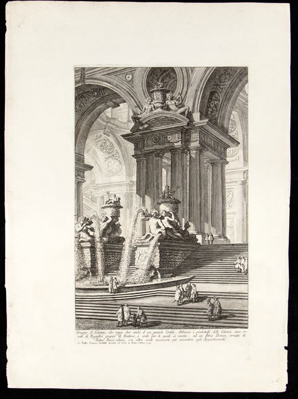 Giovanni Battista Piranesi - Gruppo di Colonne, che regge due archi d'un grande Cortile