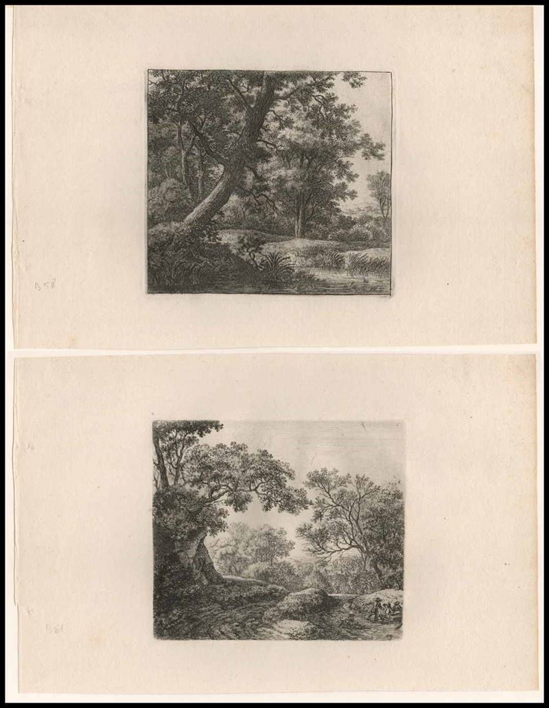 Anthonie Waterloo - Lotto di Due Paesaggi con Alberi