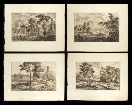 Anonimo incisore di del XVII secolo - Lotto di 4 paesaggi...