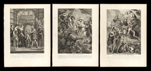Jean Marc Nattier (1685-1766) da Rubens - La Gallerie du Palais du Luxembourg -- lotto di tre tavole ...