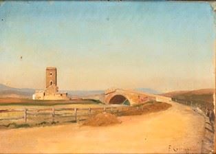 ATTR. ENRICO COLEMAN (Roma, 1846 -1911) - Roman landscape...