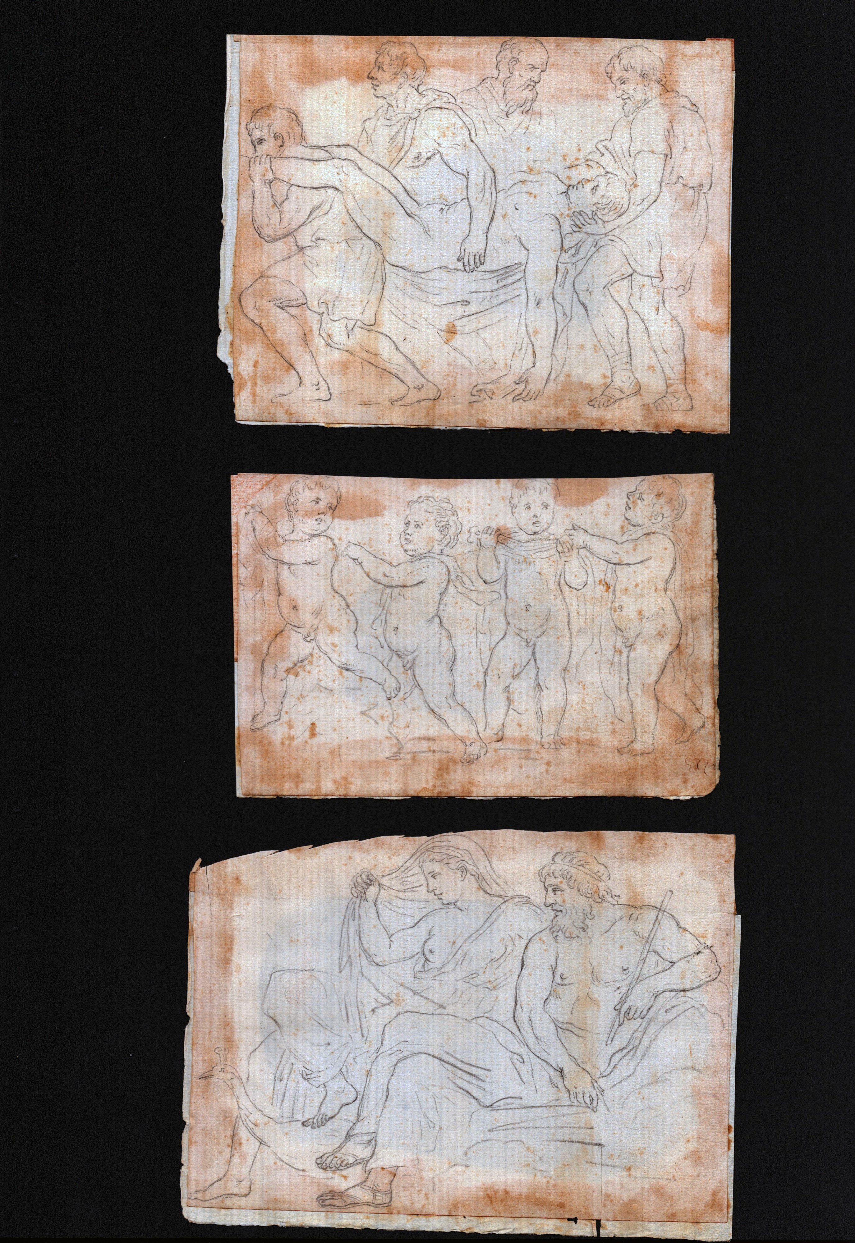 Gruppo di cinque fogli sciolti a tema mitologico