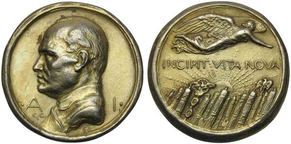 REGNO D'ITALIA - FASCISTE. Medaglia 1923 A. I. Decennale del PNF. Busto del Duc...