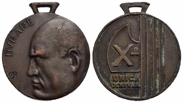 REGNO D'ITALIA - FASCISTE. Medaglia A. X Dolciaria Unica. Testa di Mussolini a ...  - Auction Monete e medaglie moderne Italiane ed Estere - Bertolami Fine Art - Casa d'Aste