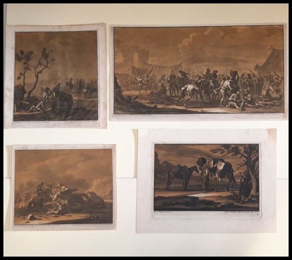 Christian Rugendas (1708-1781) da Georg Philipp Rugendas : Lotto di quattro incisioni dalla serie Operazioni militari e scene di guerra 17...  - Asta Stampe antiche, moderne e carte geografiche - Bertolami Fine Art - Casa d'Aste