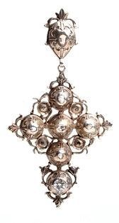 Croce fiamminga in argento e diamanti - XVIII-XIX secolo...