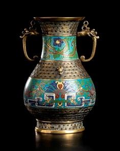 Vaso in Metallo con Smalti Cloisonné