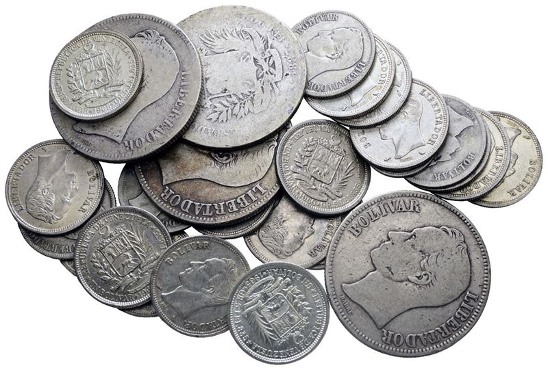 Venezuela. Lotto Misto di Bolívares Venezuelani - Ag. 200.07gr.