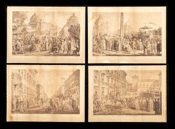 Paul Sandby - Il Carnevale romano -- completa serie di 4 tavole, 1781...