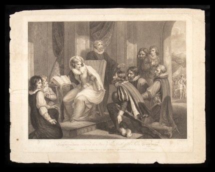 Niccol&#242; Schiavonetti (1771-1813) da  Domenico Pellegrini (1759-1840) : La Regina Elisabetta riceve la notizia della morte della Regina Mary I, 1792...  - Auction Stampe antiche, moderne e carte geografiche - Bertolami Fine Art - Casa d'Aste