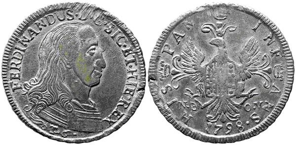 PALERMO. Regno di Sicilia. Ferdinando III di Borbone (1759-1816). 6 tarì 1798. Ag (13,60 g; 32 mm)  - Auction Modern Coins - Bertolami Fine Art - Casa d'Aste