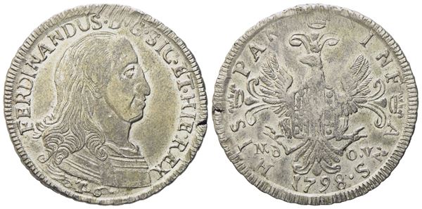PALERMO. Regno di Sicilia. Ferdinando III di Borbone (1759-1816). 6 tarì 1798. Ag (13,60 g; 32 mm)