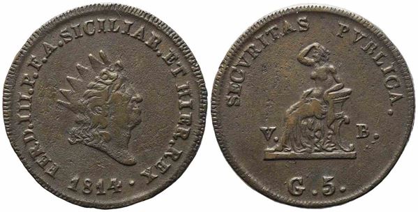 PALERMO. Regno di Sicilia. Ferdinando III di Borbone (1759-1816). 10 grani 1814...