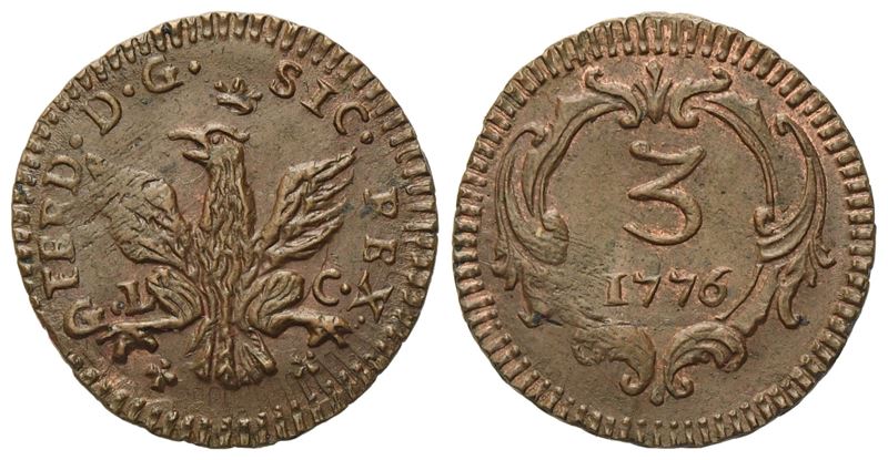 Ferdinando III di Borbone, Mezzo grano 1776 (Palermo, Regno di Sicilia)