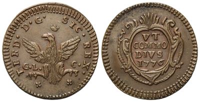 Ferdinando III di Borbone (1759-1816), Palermo (Regno di Sicilia) – Grano 1776, rame