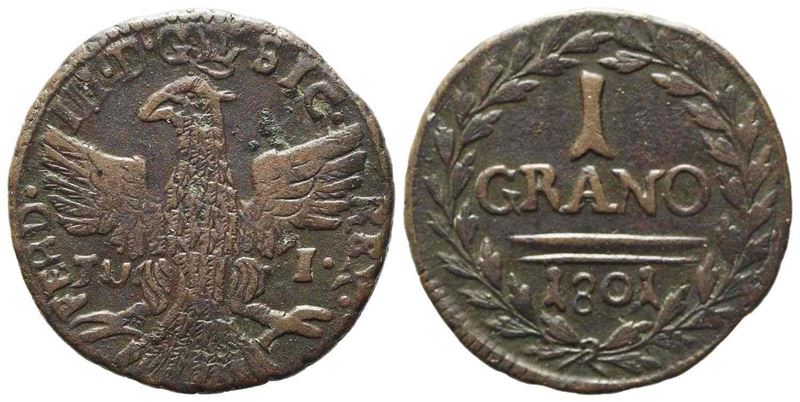 Palermo. Regno di Sicilia. Ferdinando III di Borbone (1759-1816). 1 Grano 1801. Bb+