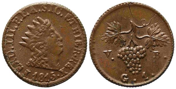 PALERMO. Regno di Sicilia. Ferdinando III di Borbone (1759-1816). 1 grano 1815. Cu  - Auction Modern Coins - Bertolami Fine Art - Casa d'Aste