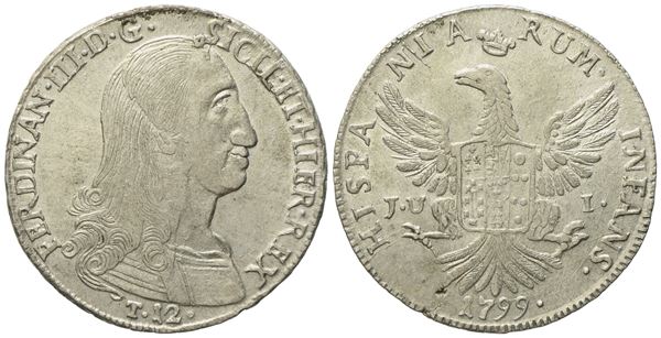 PALERMO. Regno di Sicilia. Ferdinando III di Borbone (1759-1816). 12 tarì 1799. Ag (27,30 g; 38 mm)