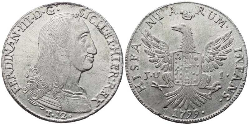 Palermo. Regno di Sicilia. Ferdinando III di Borbone (1759-1816). 12 Tarì 1799. Ag (27,30 G; 38 M...