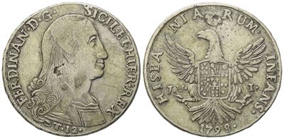 Palermo. Regno di Sicilia. Ferdinando III di Borbone (1759-1816). 12 Tari 1798. Gig.18a1; Ag; 27,...