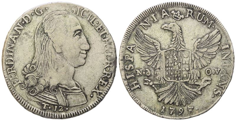 Palermo. Regno di Sicilia. Ferdinando III di Borbone (1759-1816). 12 Tarì 1798, Rara Variante 8 s...