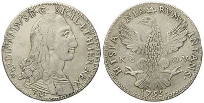 Palermo. Regno di Sicilia. Ferdinando III di Borbone (1759-1816). 12 Tarì 1795. Ag (26,88 G; 38,5...