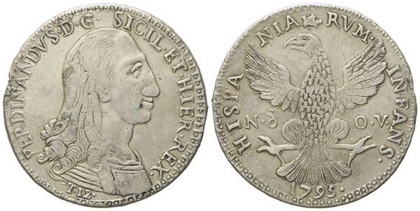 PALERMO. Regno di Sicilia. Ferdinando III di Borbone (1759-1816). 12 tarì 1795. Ag (26,88 g; 38,5 mm)