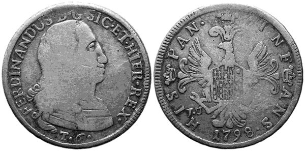 PALERMO. Regno di Sicilia. Ferdinando III di Borbone (1759-1816). 6 tarì 1798. Ag (13,15 g; 32,2 mm)  - Asta Monete e medaglie medievali e moderne italiane ed estere - Bertolami Fine Art - Casa d'Aste