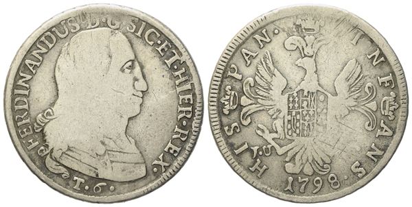 PALERMO. Regno di Sicilia. Ferdinando III di Borbone (1759-1816). 6 tarì 1798. Ag (13,15 g; 32,2 mm)
