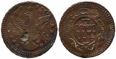 Palermo. Regno di Sicilia. Ferdinando III di Borbone (1759-1816). Grano 1782. Gig.113; Cu;4,4gr.