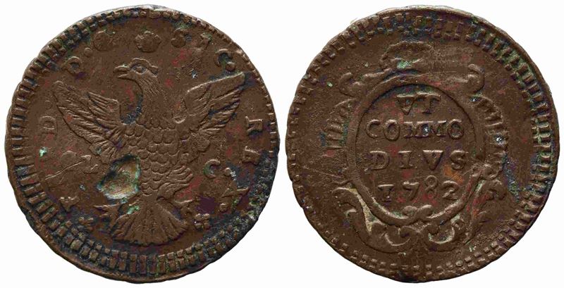 Palermo. Regno di Sicilia. Ferdinando III di Borbone (1759-1816). Grano 1782. Gig.113; Cu;4,4gr.