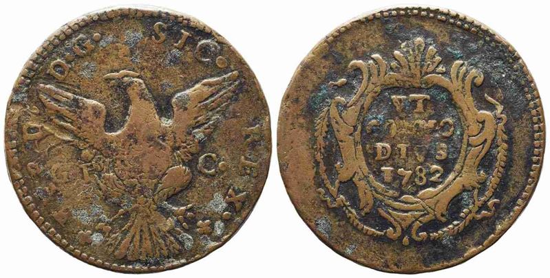 Palermo. Regno di Sicilia. Ferdinando III di Borbone (1759-1816). 2 Grani 1782. Gig.96; Cu; 9gr. ...