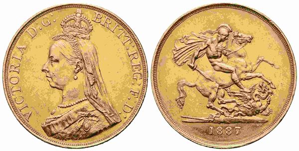 INGHILTERRA. Vittoria (1837-1901). 5 pounds – 5 sovereigns 1887. Au (36,09 mm –...  - Auction Monete e medaglie moderne Italiane ed Estere - Bertolami Fine Art - Casa d'Aste